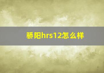 骄阳hrs12怎么样