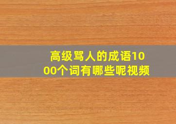 高级骂人的成语1000个词有哪些呢视频