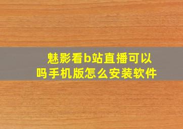 魅影看b站直播可以吗手机版怎么安装软件