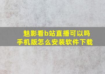 魅影看b站直播可以吗手机版怎么安装软件下载