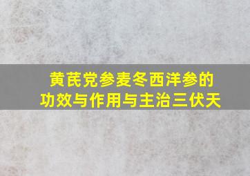 黄芪党参麦冬西洋参的功效与作用与主治三伏天