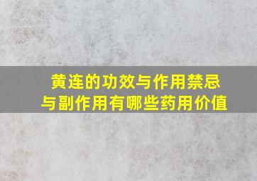 黄连的功效与作用禁忌与副作用有哪些药用价值