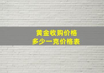 黄金收购价格多少一克价格表