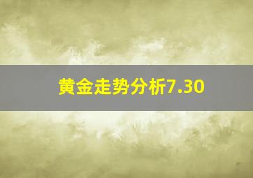 黄金走势分析7.30