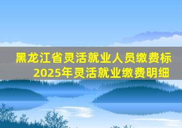 黑龙江省灵活就业人员缴费标2025年灵活就业缴费明细